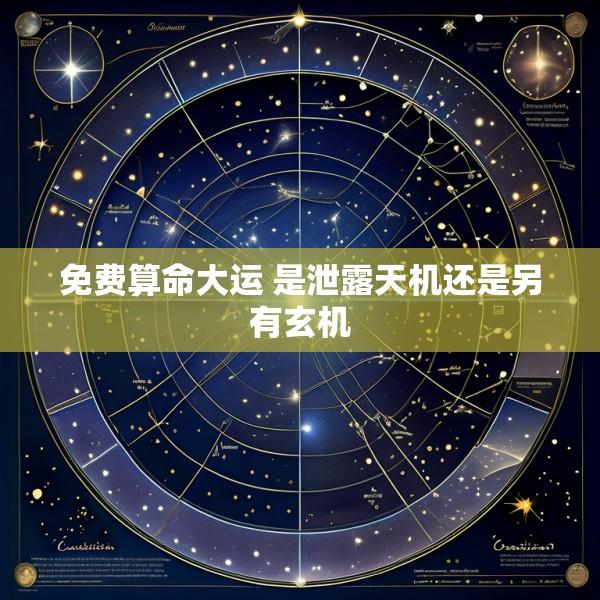 免费算命大运 是泄露天机还是另有玄机