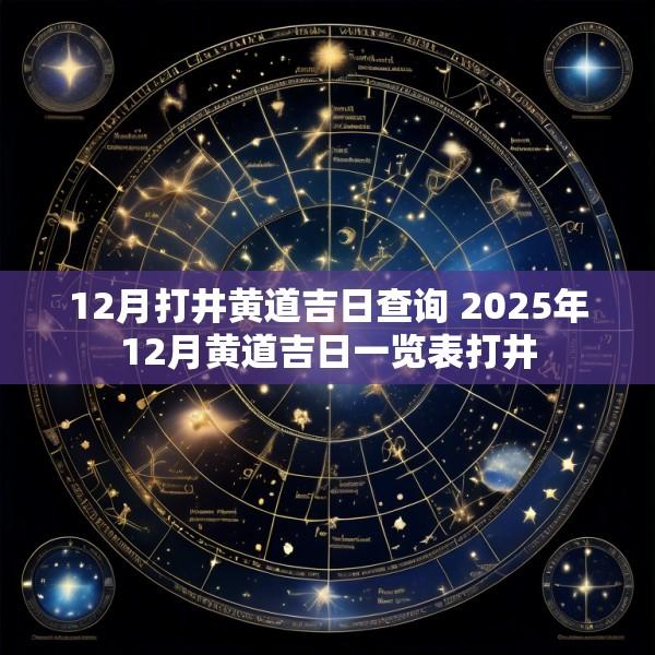 12月打井黄道吉日查询 2025年12月黄道吉日一览表打井