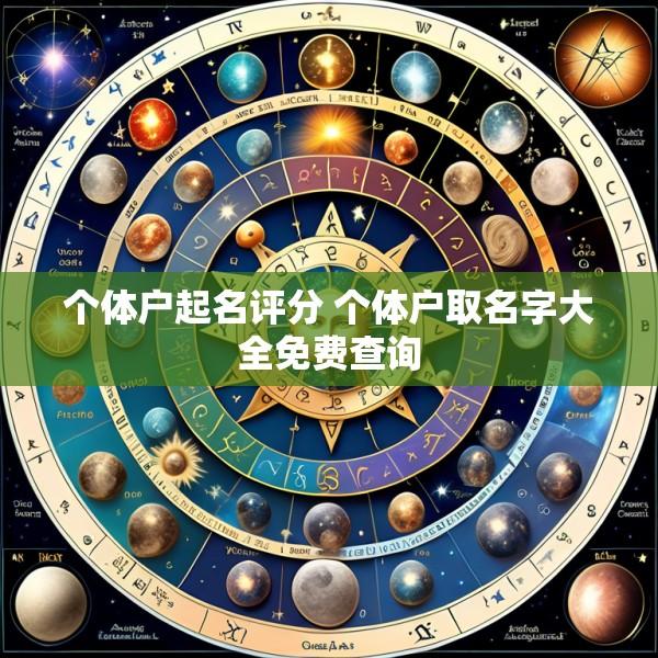 个体户起名评分 个体户取名字大全免费查询