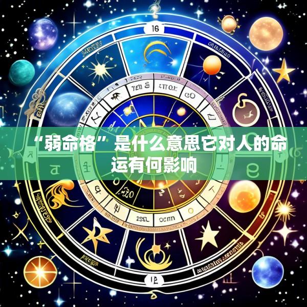 “弱命格”是什么意思它对人的命运有何影响