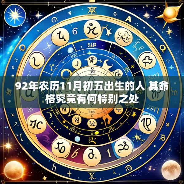 92年农历11月初五出生的人 其命格究竟有何特别之处
