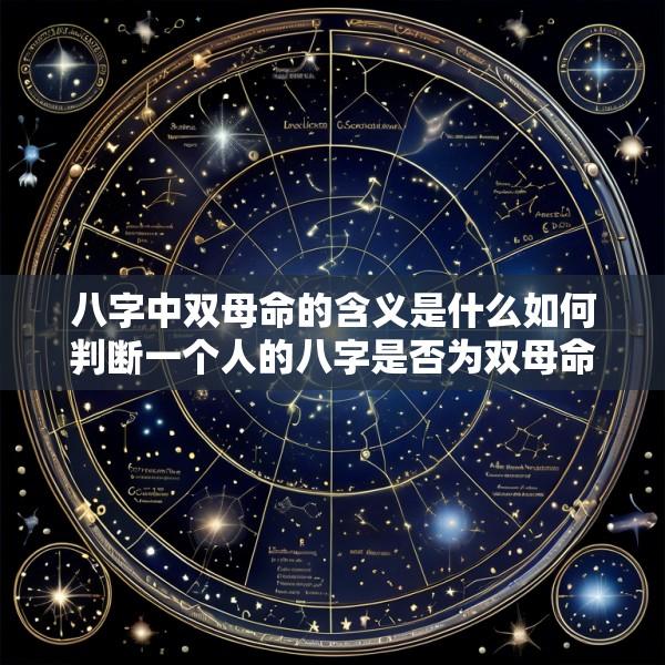 八字中双母命的含义是什么如何判断一个人的八字是否为双母命
