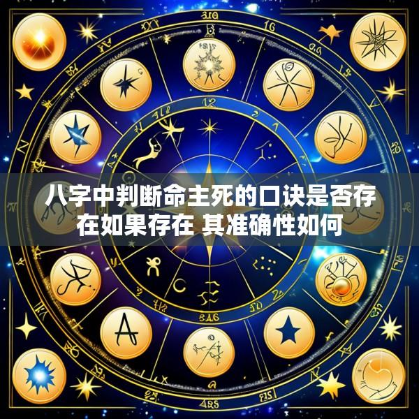 八字中判断命主死的口诀是否存在如果存在 其准确性如何