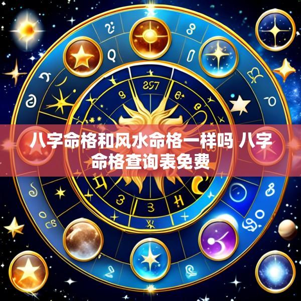 八字命格和风水命格一样吗 八字命格查询表免费