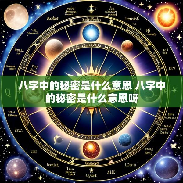 八字中的秘密是什么意思 八字中的秘密是什么意思呀