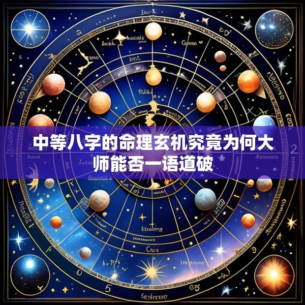 中等八字的命理玄机究竟为何大师能否一语道破