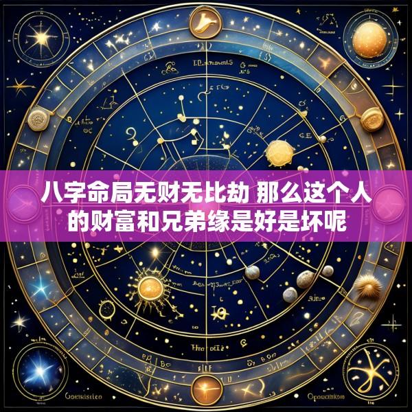八字命局无财无比劫 那么这个人的财富和兄弟缘是好是坏呢