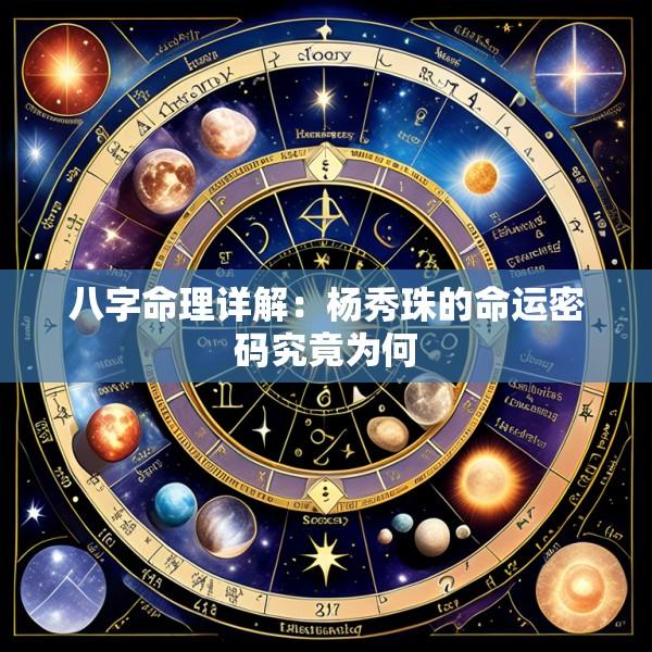 八字命理详解：杨秀珠的命运密码究竟为何