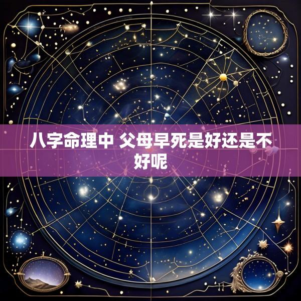 八字命理中 父母早死是好还是不好呢