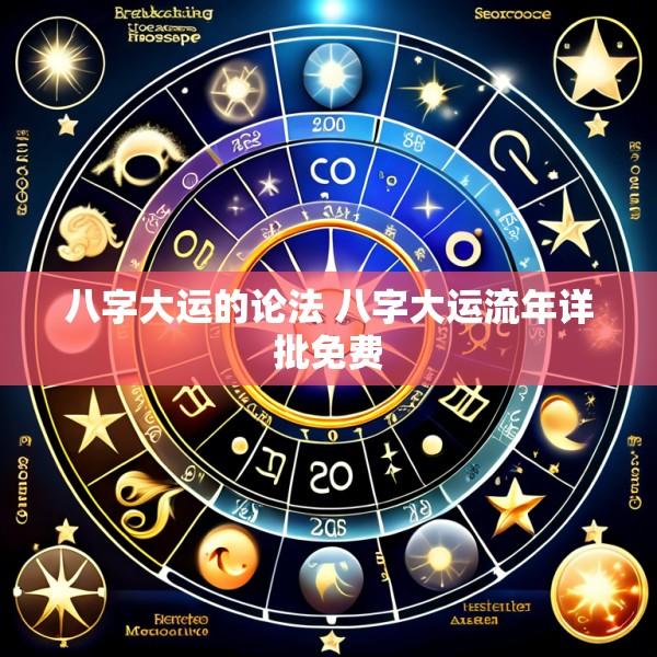 八字大运的论法 八字大运流年详批免费