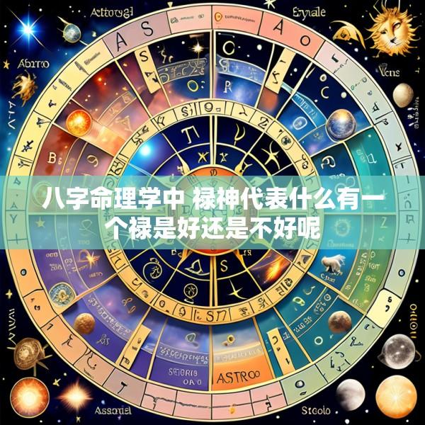 八字命理学中 禄神代表什么有一个禄是好还是不好呢