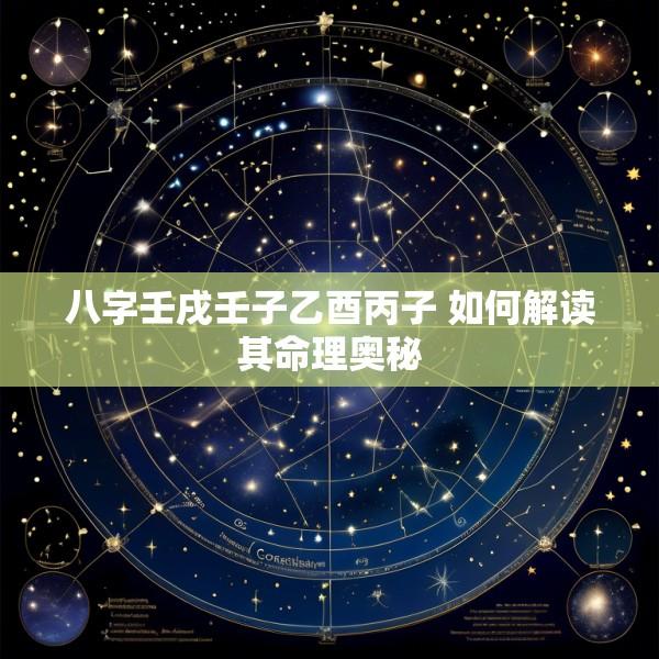 八字壬戌壬子乙酉丙子 如何解读其命理奥秘