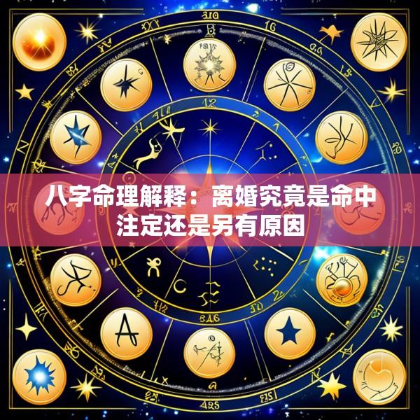 八字命理解释：离婚究竟是命中注定还是另有原因