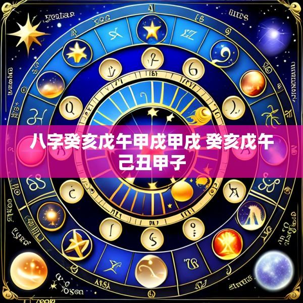 八字癸亥戊午甲戌甲戌 癸亥戊午己丑甲子