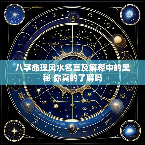 八字命理风水名言及解释中的奥秘 你真的了解吗
