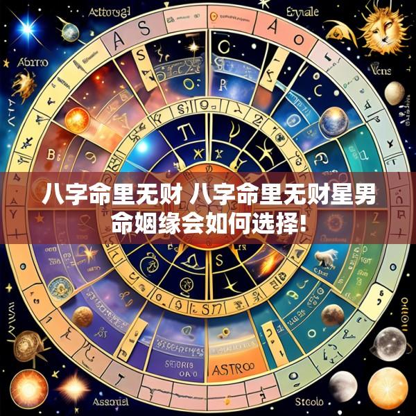 八字命里无财 八字命里无财星男命姻缘会如何选择!
