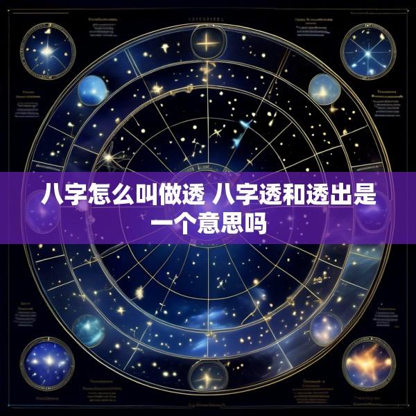 八字怎么叫做透 八字透和透出是一个意思吗