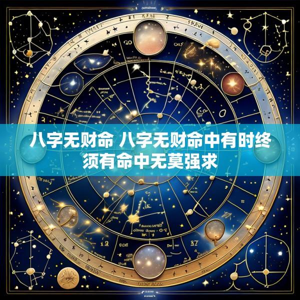 八字无财命 八字无财命中有时终须有命中无莫强求