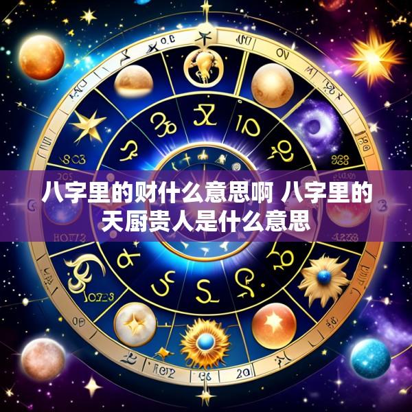 八字里的财什么意思啊 八字里的天厨贵人是什么意思