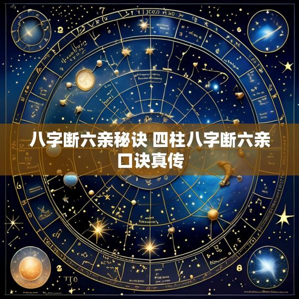 八字断六亲秘诀 四柱八字断六亲口诀真传