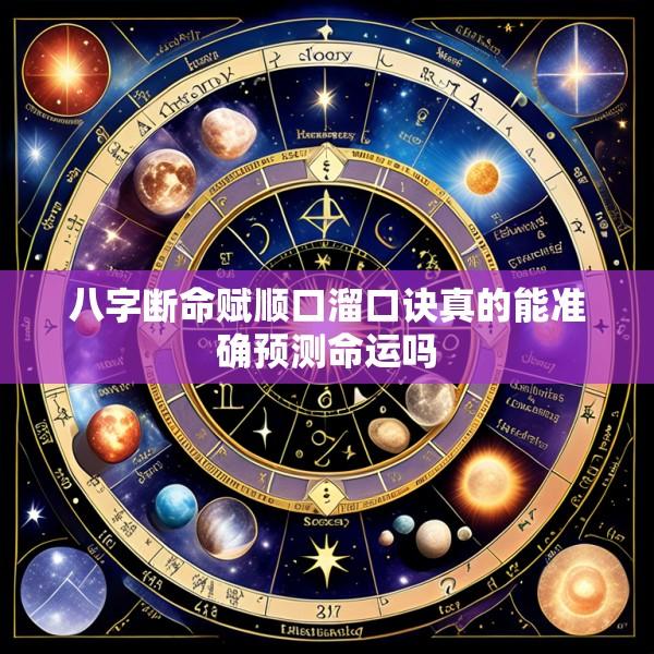 八字断命赋顺口溜口诀真的能准确预测命运吗