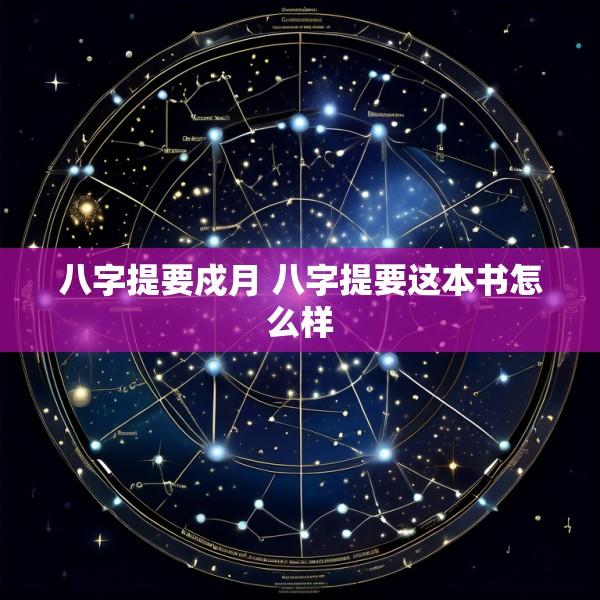 八字提要戍月 八字提要这本书怎么样