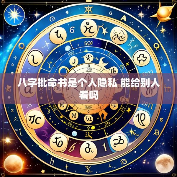 八字批命书是个人隐私 能给别人看吗