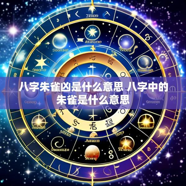 八字朱雀凶是什么意思 八字中的朱雀是什么意思