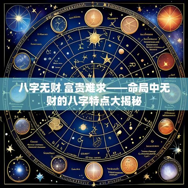 八字无财 富贵难求——命局中无财的八字特点大揭秘