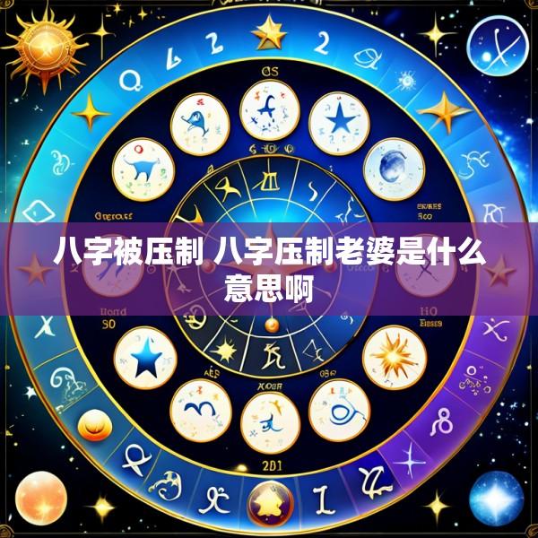 八字被压制 八字压制老婆是什么意思啊