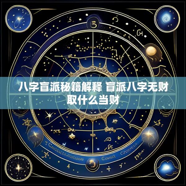 八字盲派秘籍解释 盲派八字无财取什么当财