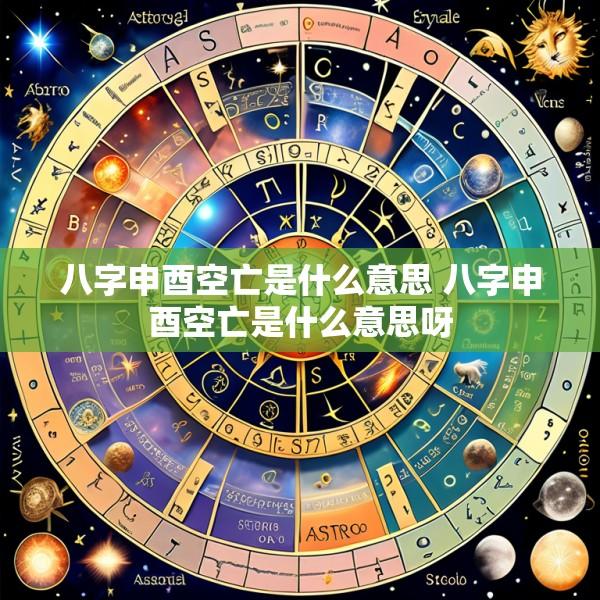 八字申酉空亡是什么意思 八字申酉空亡是什么意思呀