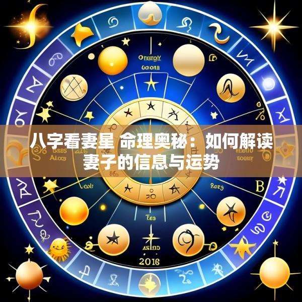 八字看妻星 命理奥秘：如何解读妻子的信息与运势