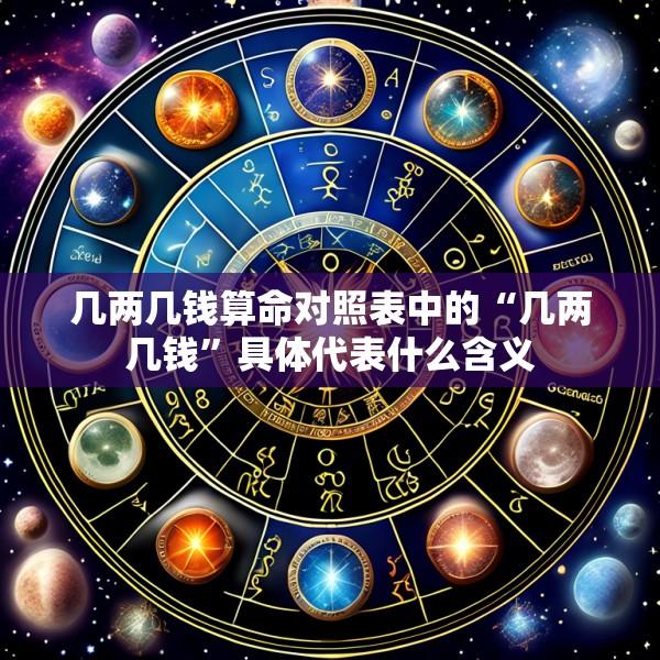 几两几钱算命对照表中的“几两几钱”具体代表什么含义
