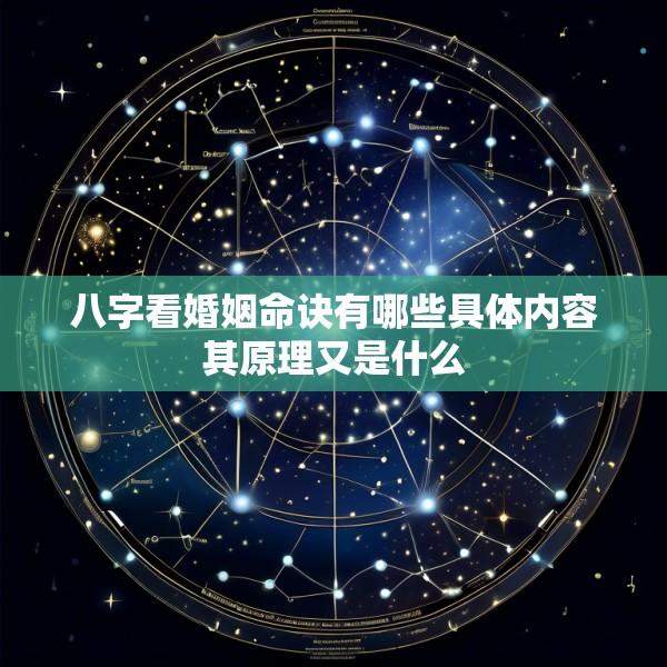八字看婚姻命诀有哪些具体内容其原理又是什么