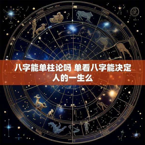 八字能单柱论吗 单看八字能决定人的一生么