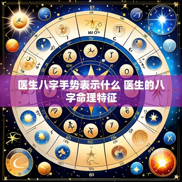医生八字手势表示什么 医生的八字命理特征