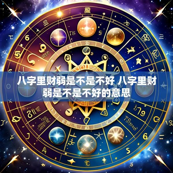 八字里财弱是不是不好 八字里财弱是不是不好的意思