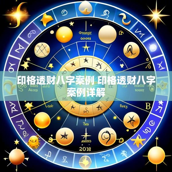 印格透财八字案例 印格透财八字案例详解