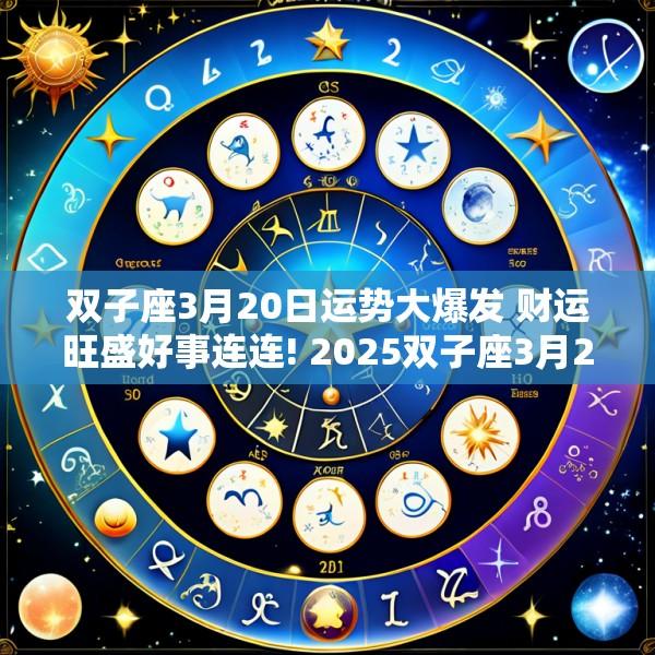 双子座3月20日运势大爆发 财运旺盛好事连连! 2025双子座3月27日星座运势简单吧