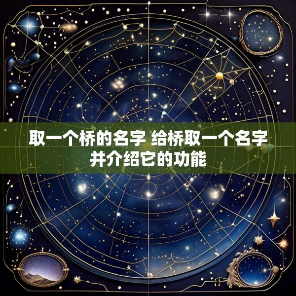 取一个桥的名字 给桥取一个名字并介绍它的功能