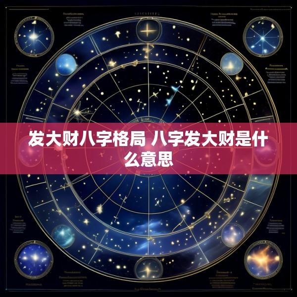 发大财八字格局 八字发大财是什么意思