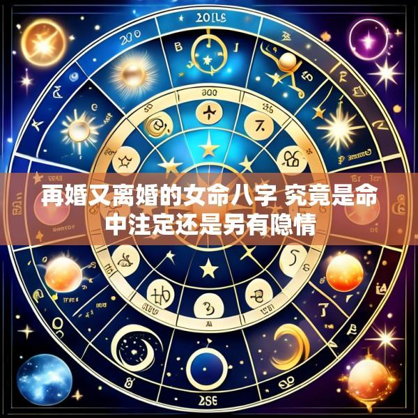 再婚又离婚的女命八字 究竟是命中注定还是另有隐情