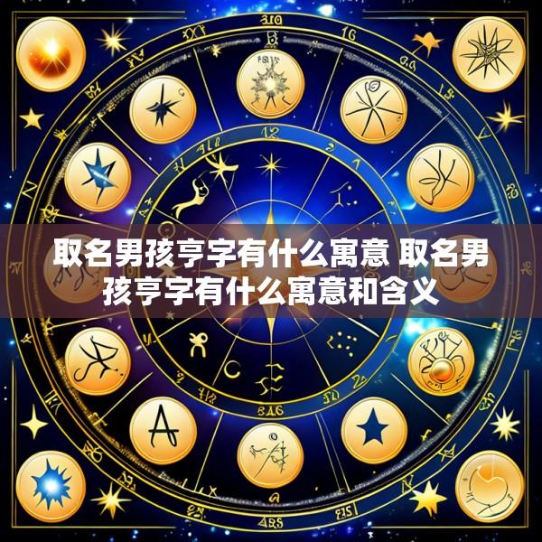 取名男孩亨字有什么寓意 取名男孩亨字有什么寓意和含义