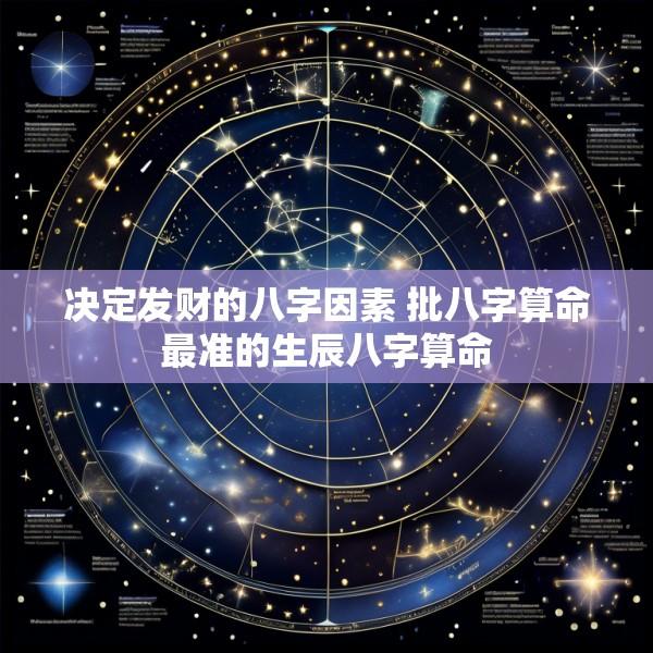 决定发财的八字因素 批八字算命最准的生辰八字算命