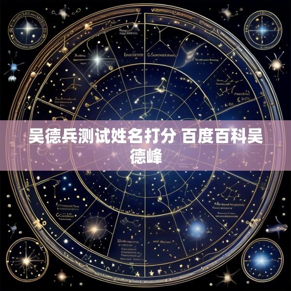 吴德兵测试姓名打分 百度百科吴德峰