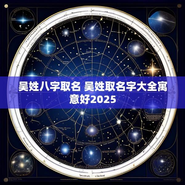 吴姓八字取名 吴姓取名字大全寓意好2025