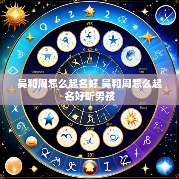 吴和周怎么起名好 吴和周怎么起名好听男孩