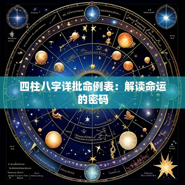 四柱八字详批命例表：解读命运的密码