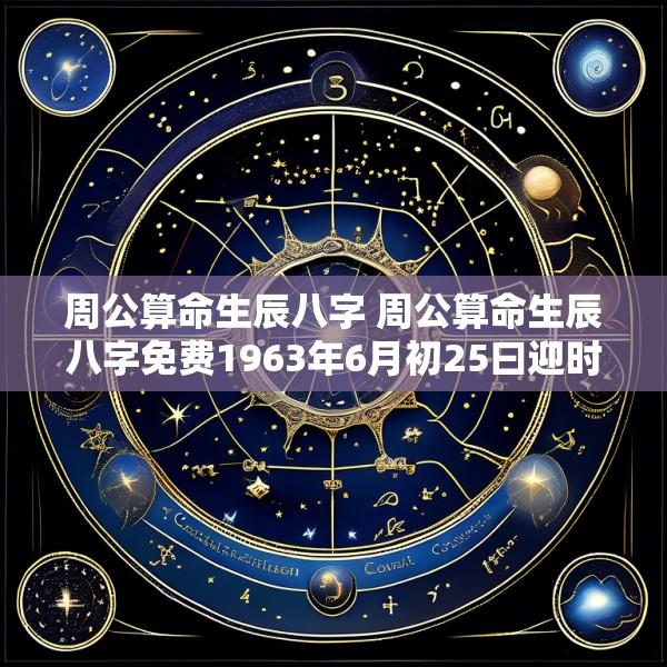 周公算命生辰八字 周公算命生辰八字免费1963年6月初25曰迎时